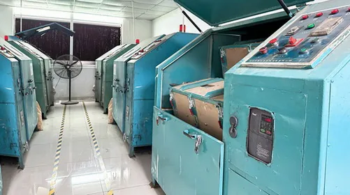 Metal and titanium frames tumbling machines before plating